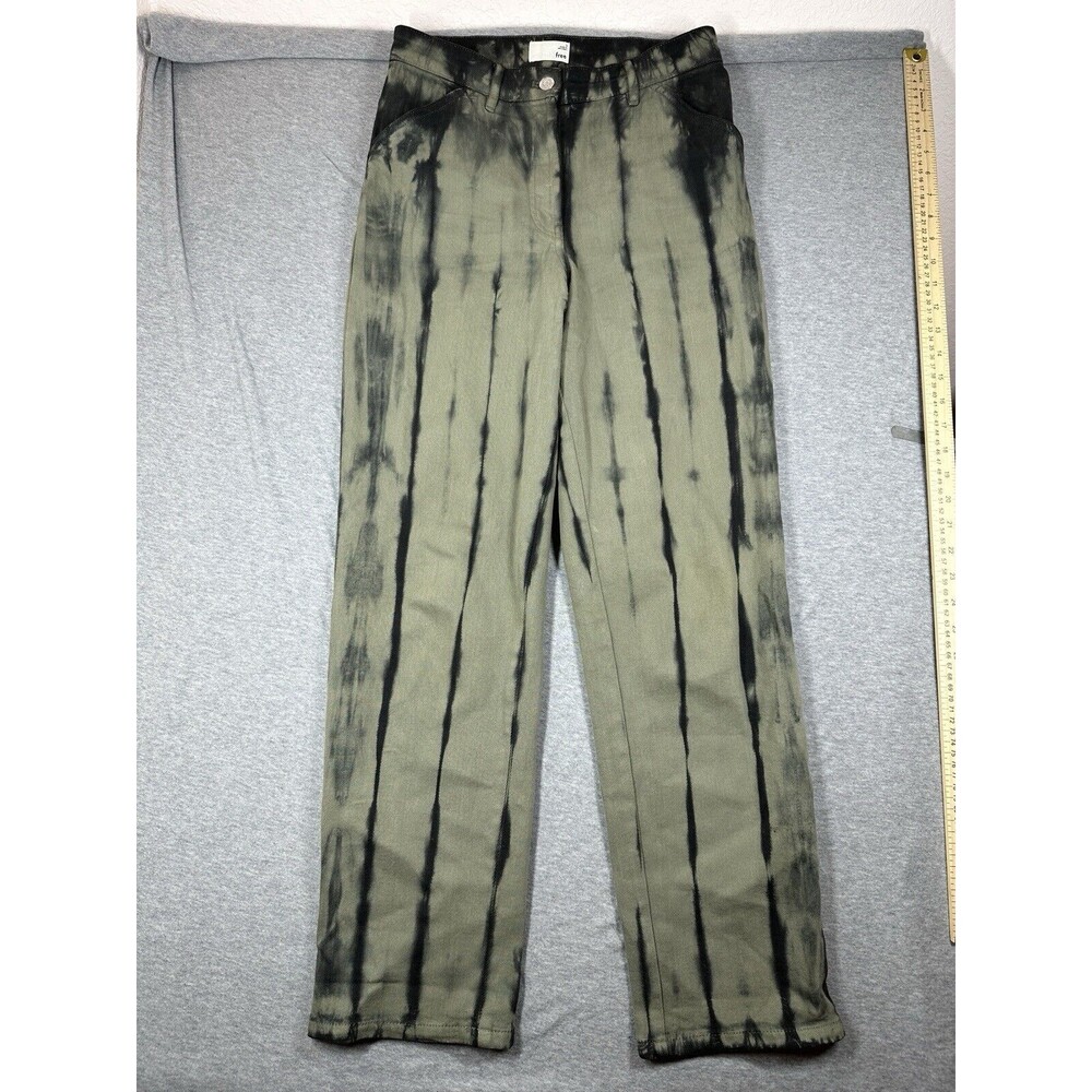Aritzia Wilfred Free Jeans Womens 6 Kelsey Straight Leg Bleach Black‎ Tie Dye